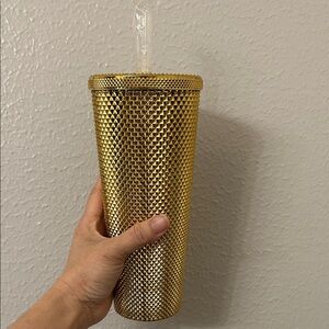 Opalhouse Gold Textured Tumbler with Straw